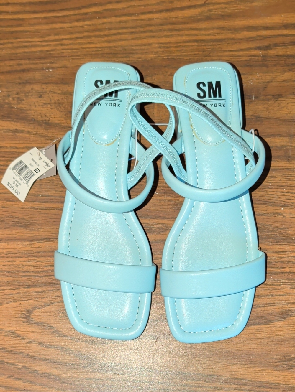 SM New York Light Blue Minimalist Strappy Sandals - Size 9M